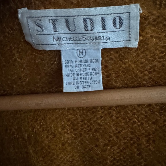 Vintage 90s mohair fuzzy metallic floral colorful oversized long sleeve cardigan - Picture 6 of 6